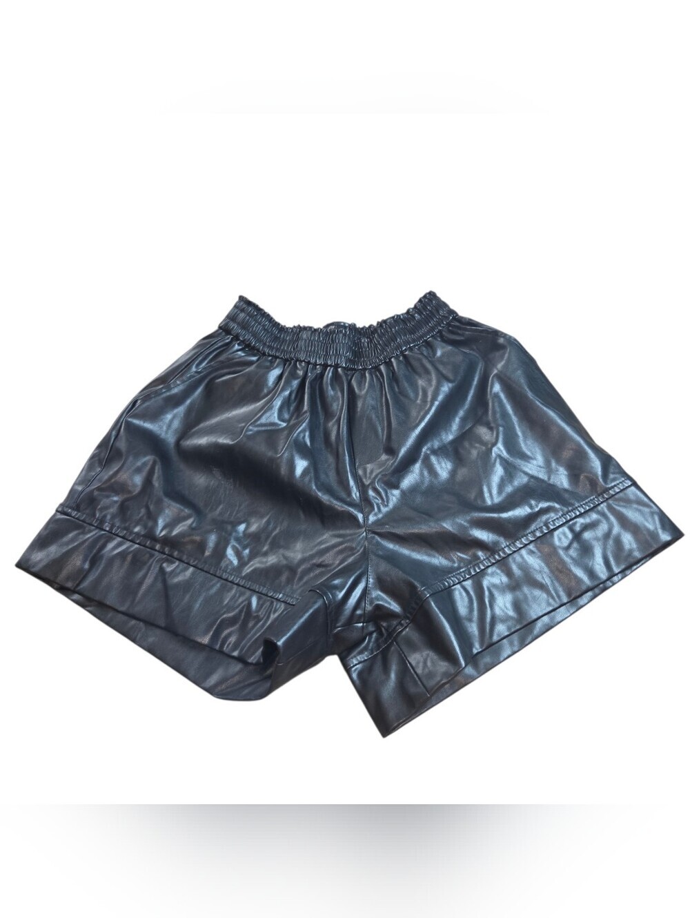 High Waist Black Faux Leather Shorts - Women - Picture 7 of 7
